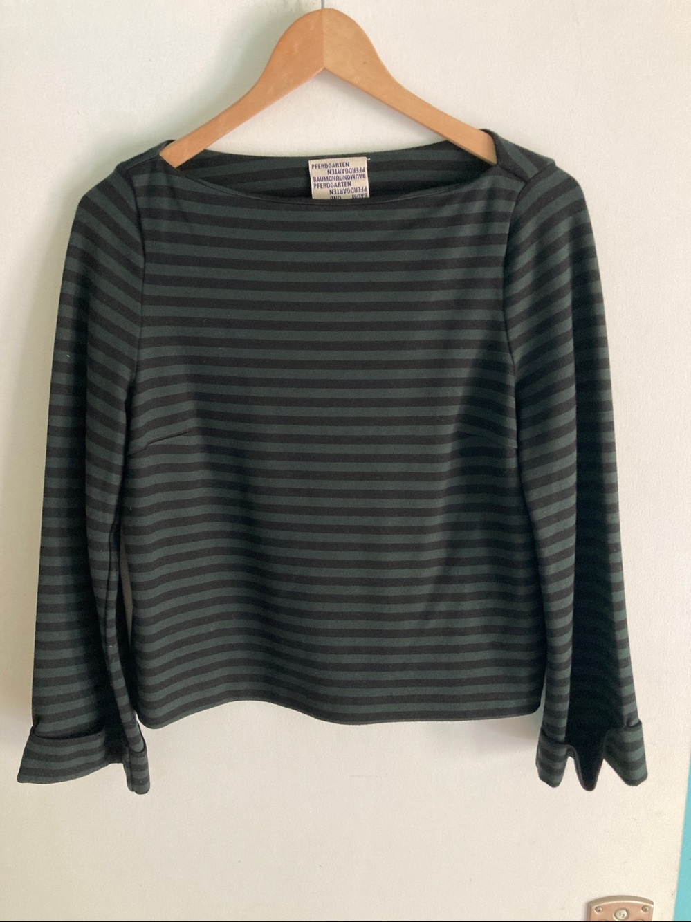 Baum Und Pferdgarten Womens Jeevana Green Black Striped Tee Shirt Size S